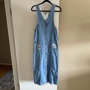 Vintage 90s Size Small Winnie the Pooh Tigger Eeyore Overall Denim Jean Dress